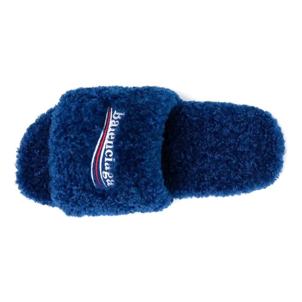 Balenciaga logo-embroidered slides "Blue" - Copva