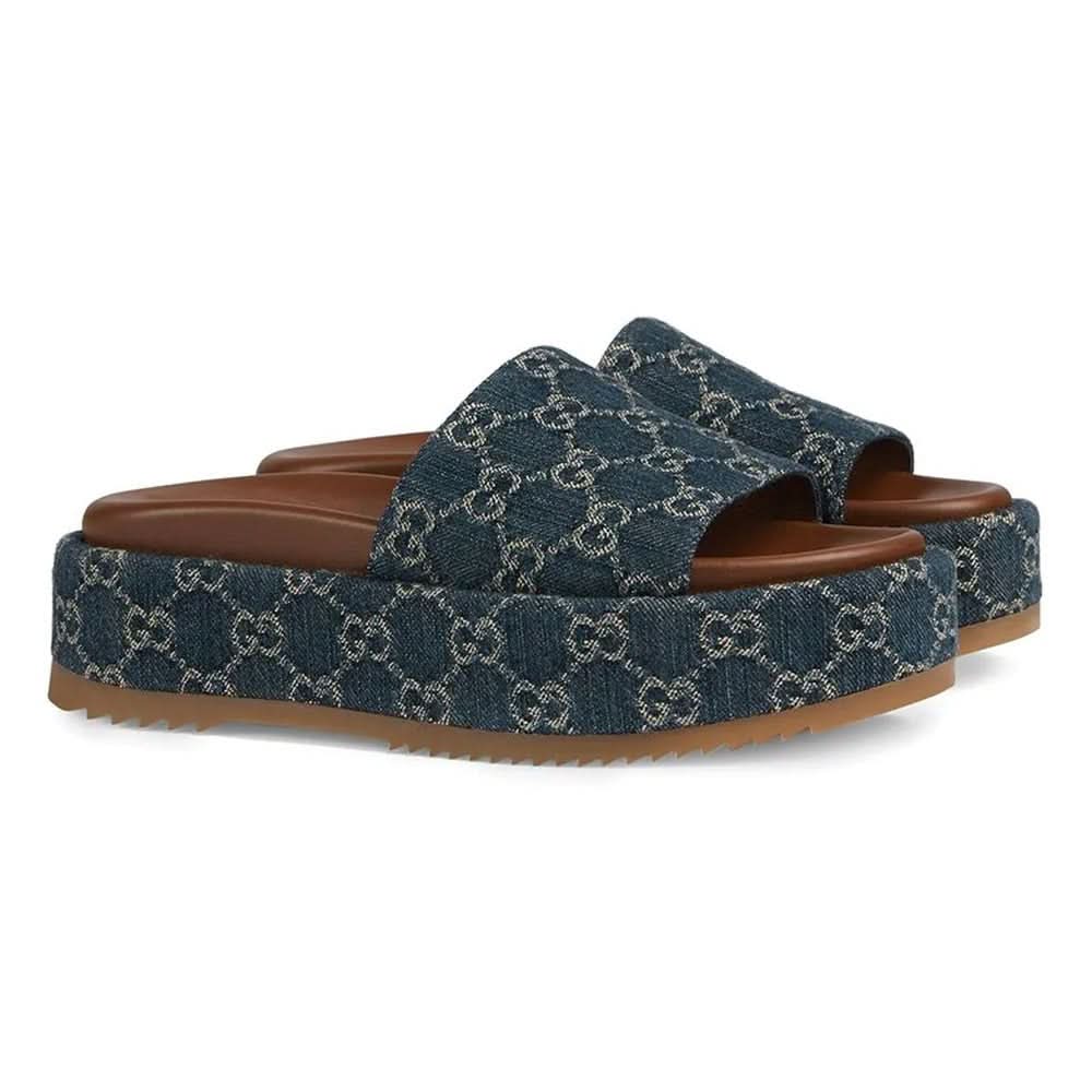Gucci Angelina 55mm platform sandals "Blue/Brown" - Copva