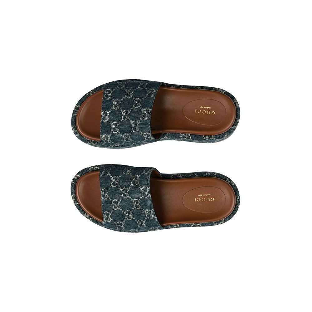 Gucci Angelina 55mm platform sandals "Blue/Brown" - Copva