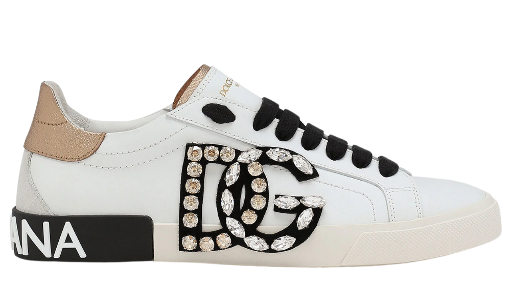 DOLCE & GABBANA Portofino vintage calfskin sneakers "White"