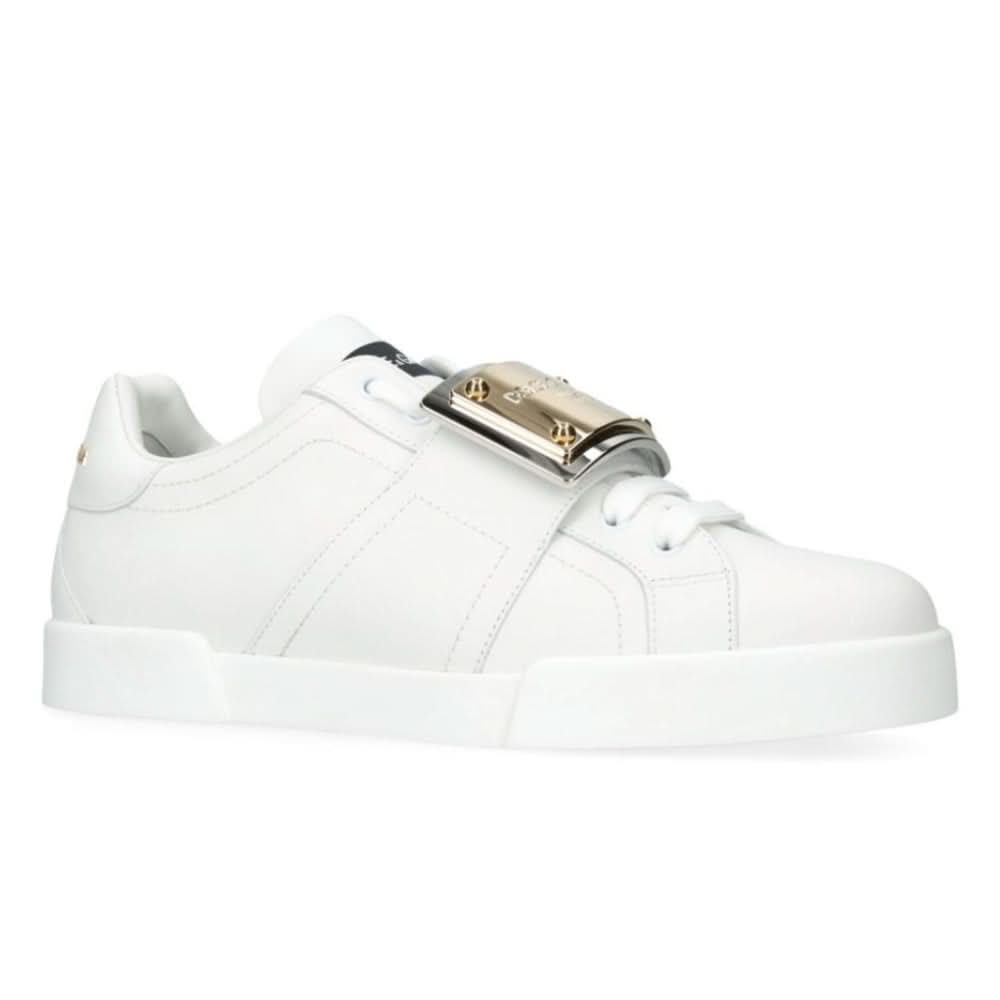 DOLCE & GABBANA Leather Portofino Buckle "White" - Copva