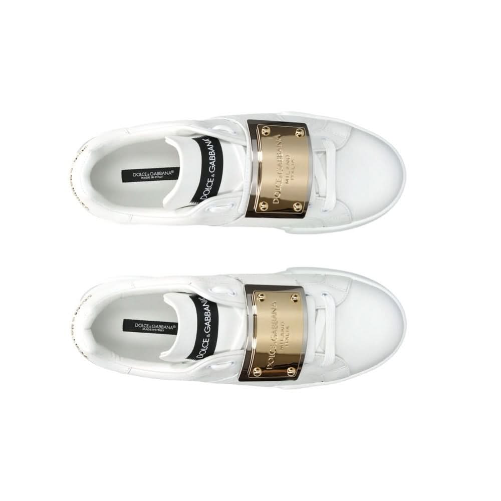 DOLCE & GABBANA Leather Portofino Buckle "White" - Copva