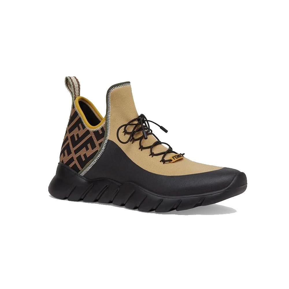 Fendi Ff Motif Mesh Slip-on Sneakers In Beige - Copva