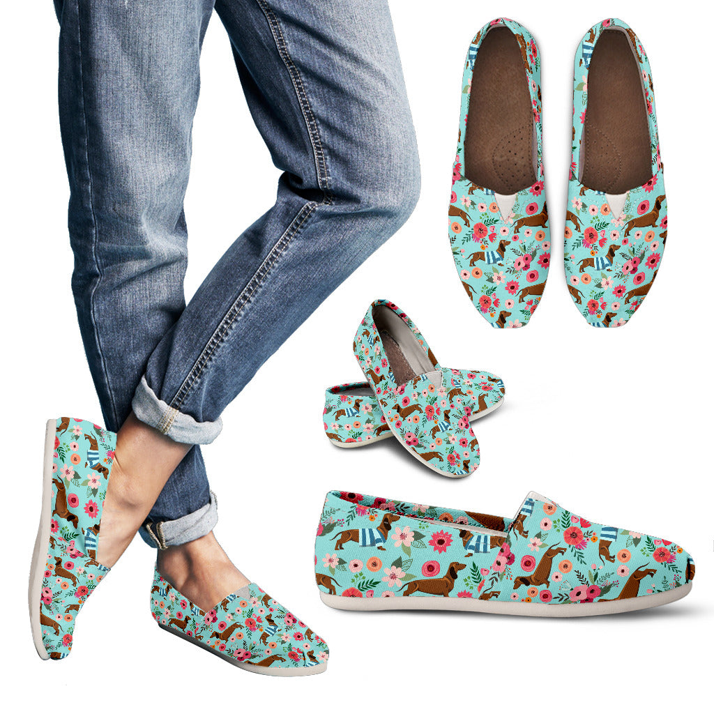 Dachshund Flower Casual Shoes