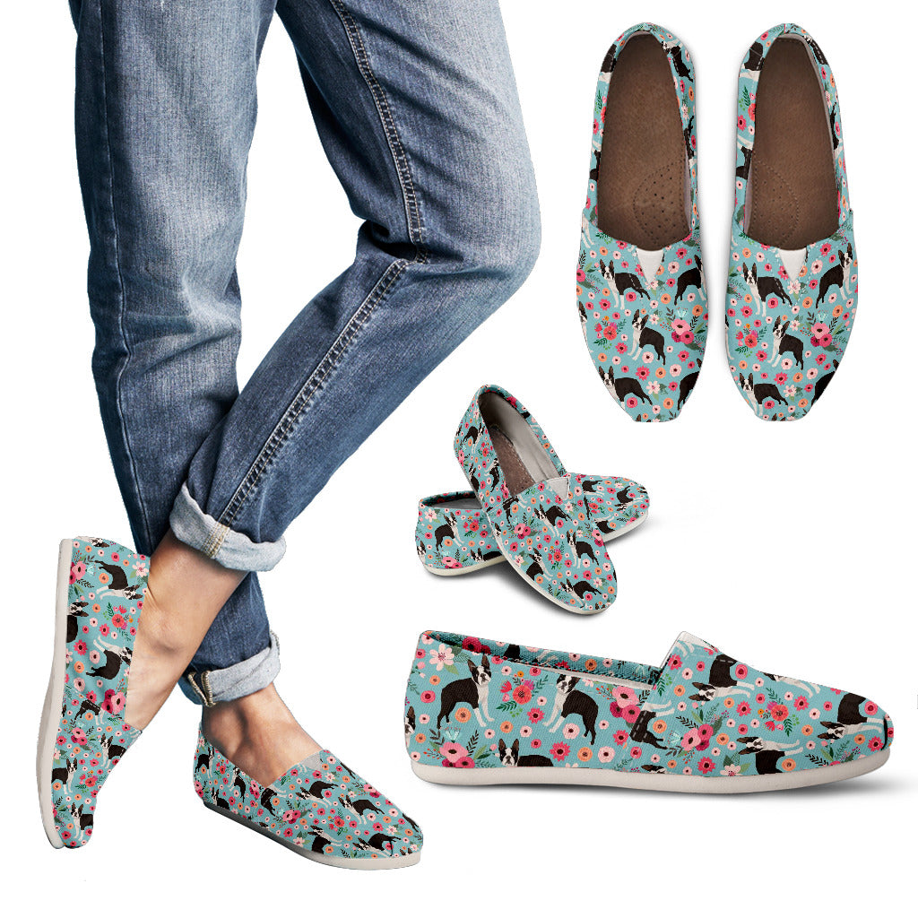 Boston Terrier Flower Casual Shoes