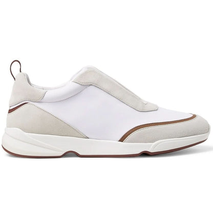 LORO PIANA Modular Walk Aqua Light Leather-trimmed Shell And Suede Sneakers In White - Copva