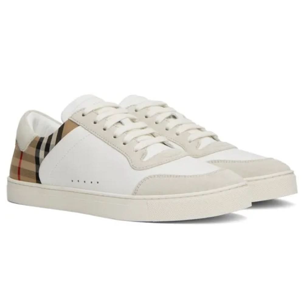 Burberry Check Panelled Sneakers 'Natural White Archive Beige' - Copva