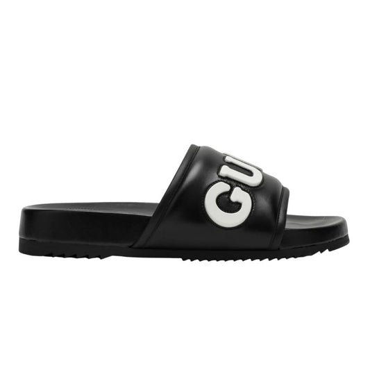 Gucci Black Leather Slide With Logo - Copva