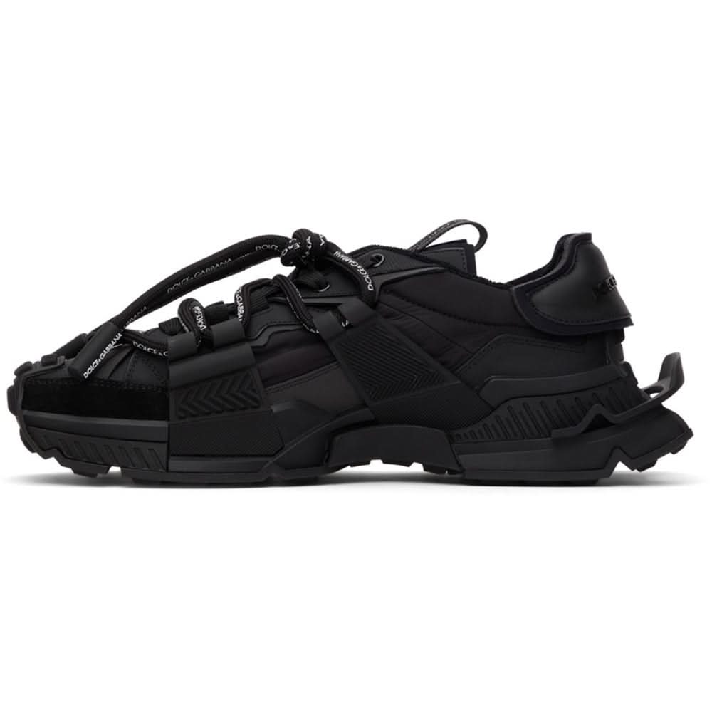 DOLCE & GABBANA Black Mixed-Materials Space Sneakers - Copva