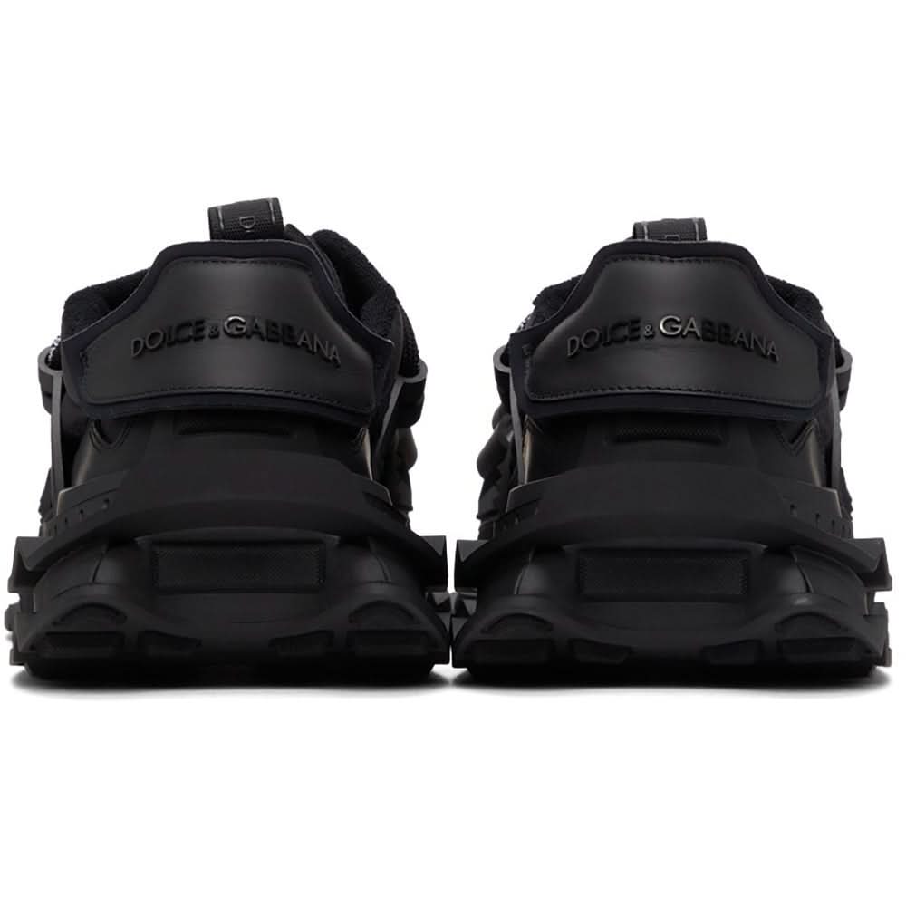 DOLCE & GABBANA Black Mixed-Materials Space Sneakers - Copva