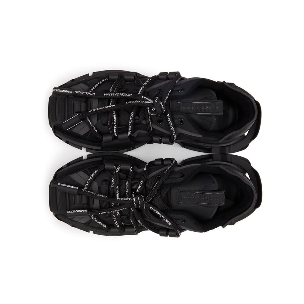 DOLCE & GABBANA Black Mixed-Materials Space Sneakers - Copva