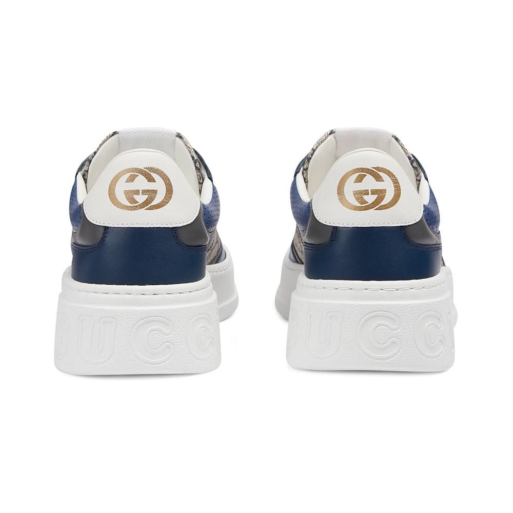 GUCCI GG Canvas leather-trimmed sneakers "Blue" - Copva